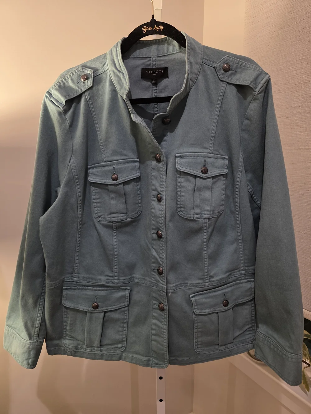 Talbots Utility Button-Front Jacket in Sage Green Size 2X - Picture 12 of 16